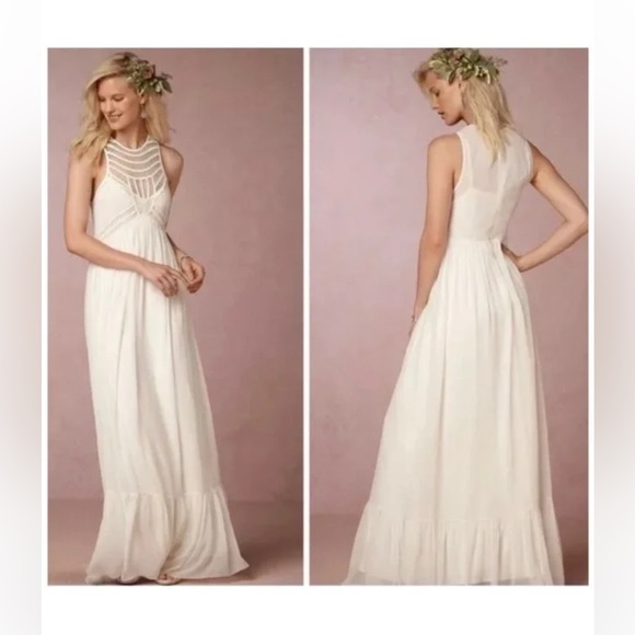 BHLDN Dresses & Skirts - BHLDN twelfth st jessalyn white sleeveless maxi bridal dress size 4